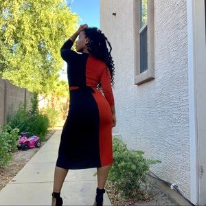 Zara Black & Orange Wrap dress